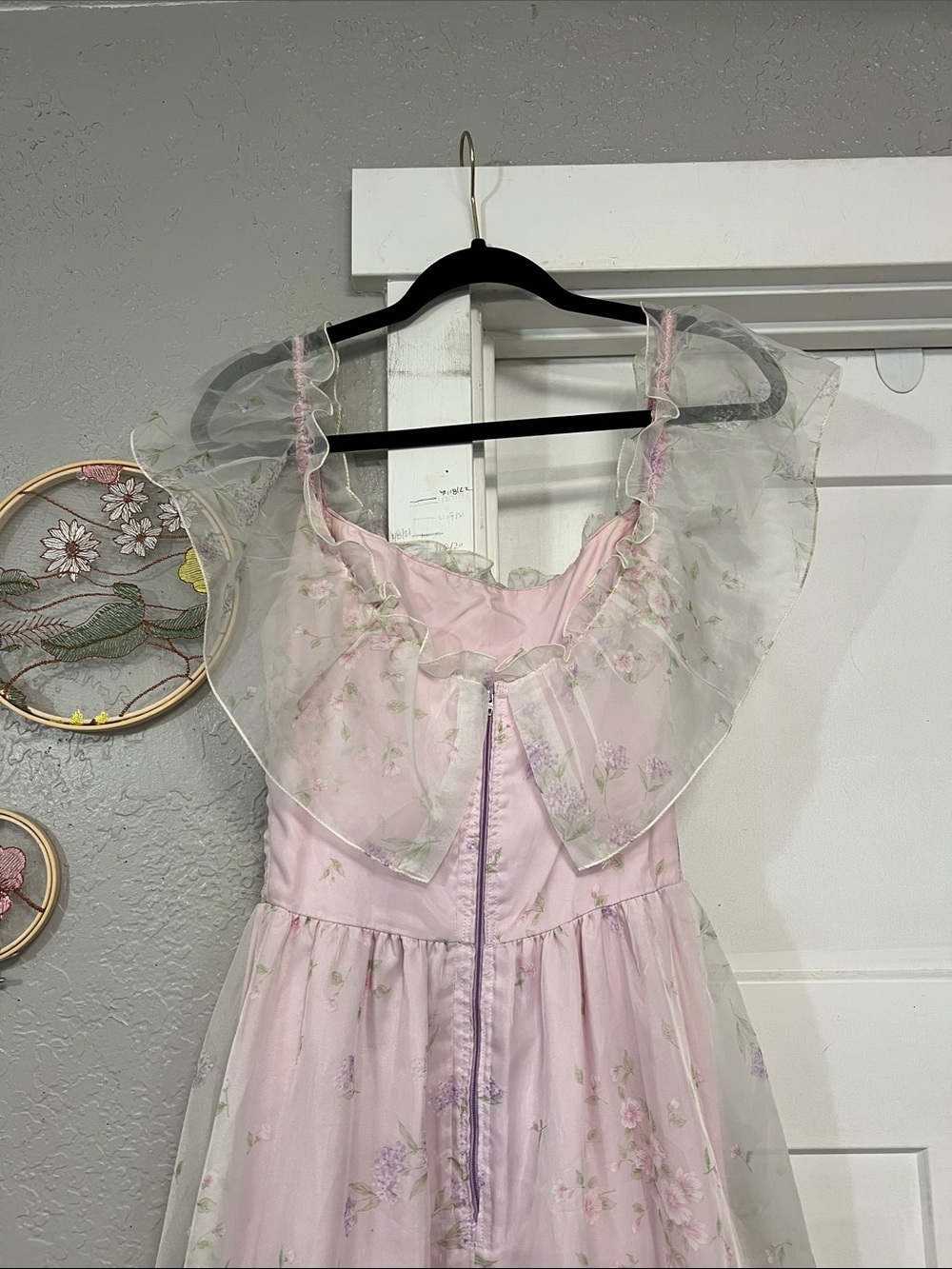 80’s PRAIRIE COTTAGECORE PROM GOWN COQUETTE DRESS SMALL VINTAGE - Picture 5 of 16